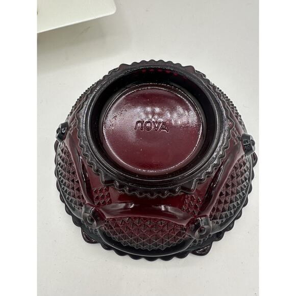 Avon Cape Cod Dessert Bowl and Soaps Red Glass NEW IN BOX Set Of 7 - Picture 2 of 4
